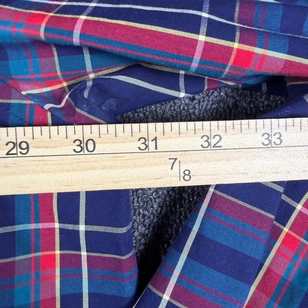 Oak Hill Mens 3XL Plaid Button Down Shirt Navy Red Wrinkle Free Cotton Long Slv